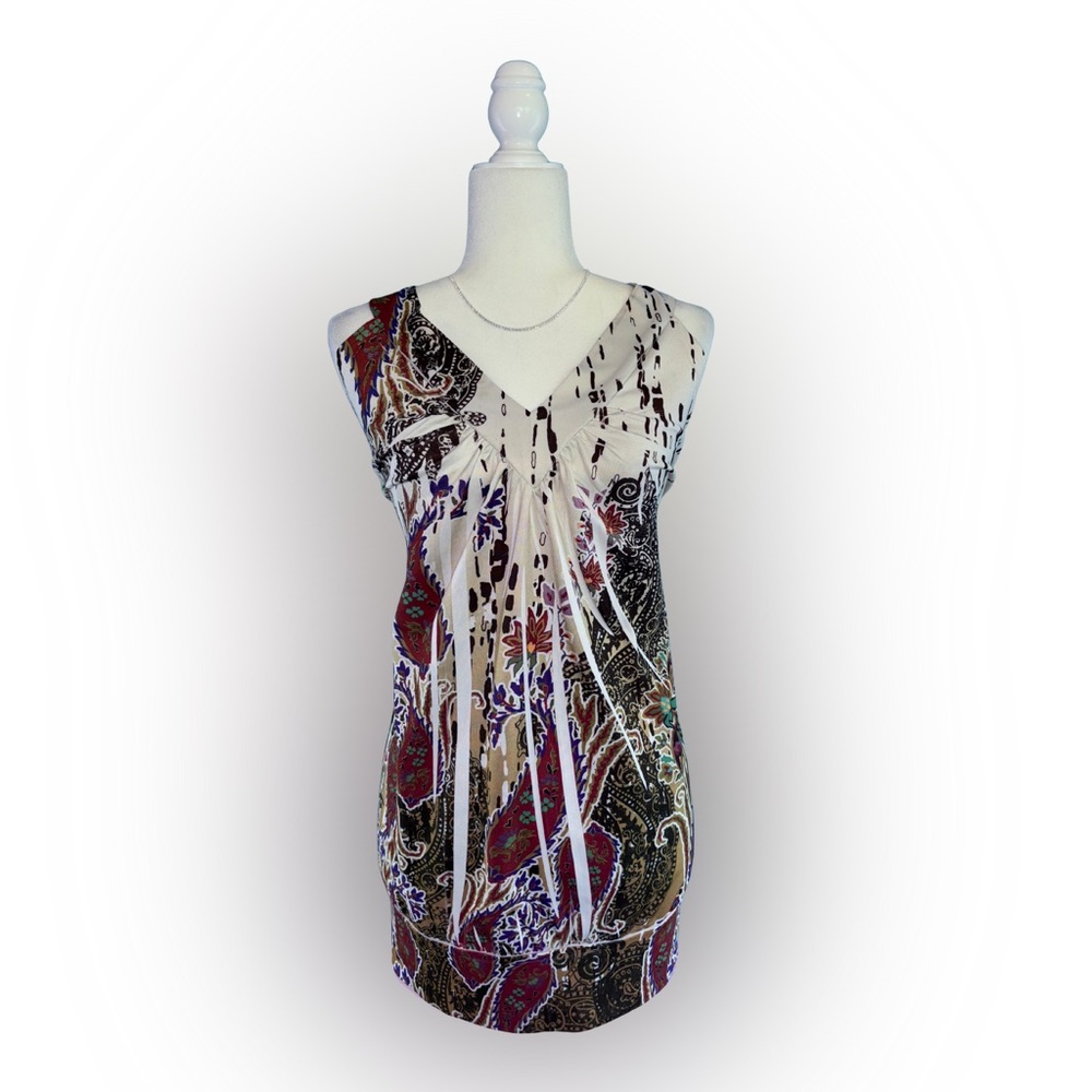Lane Bryant Plus Size 22/24 Paisley Boho Festival Sleeveless V-Neck Tunic Top - Picture 2 of 5